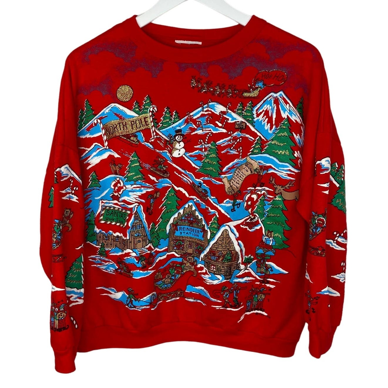 Vintage Puffy Paint North Pole Santa's Workshop Crewneck Sweatshirt - Women's S