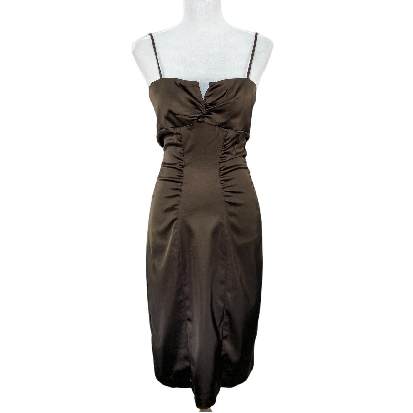 Vintage Cache Dark Olive Green Short Formal Sheath Dress - Women's Size 8