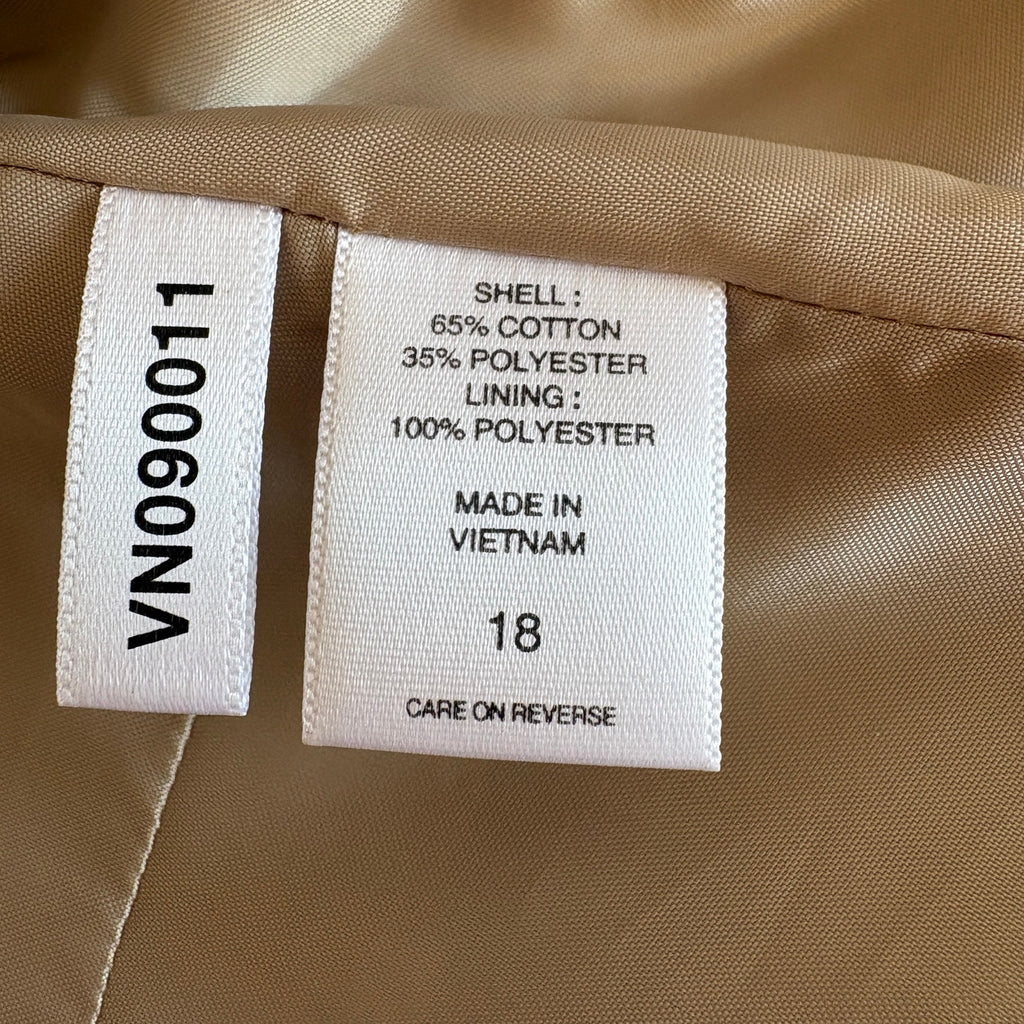 New York & Company Khaki Cap Sleeve Ruffle Lapel Open Front Vest - Women's 18
