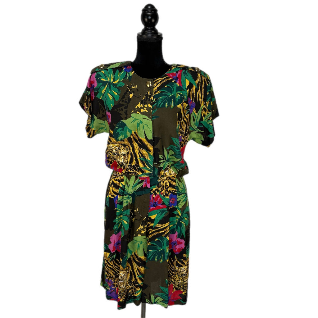 Vintage Jungle Print Romper Made in USA - Women's Size 12