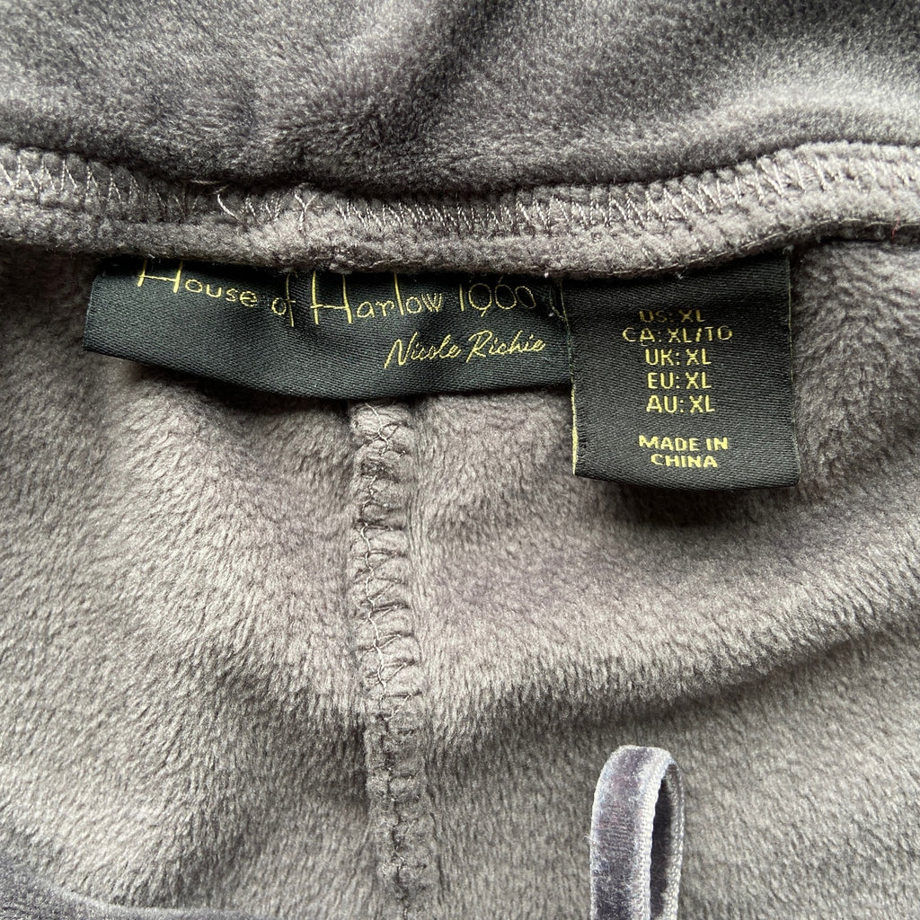 House of Harlow 1960 Nicole Richie Gray Velour Joggers - Women's Size XL