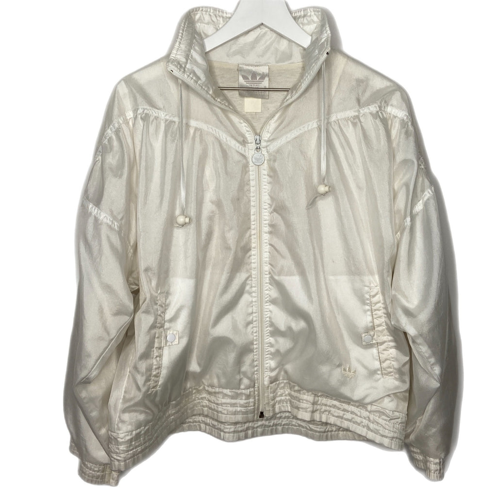Vintage Adidas All White Oversized Fit Trefoil Logo Windbreaker - Women's Size Large