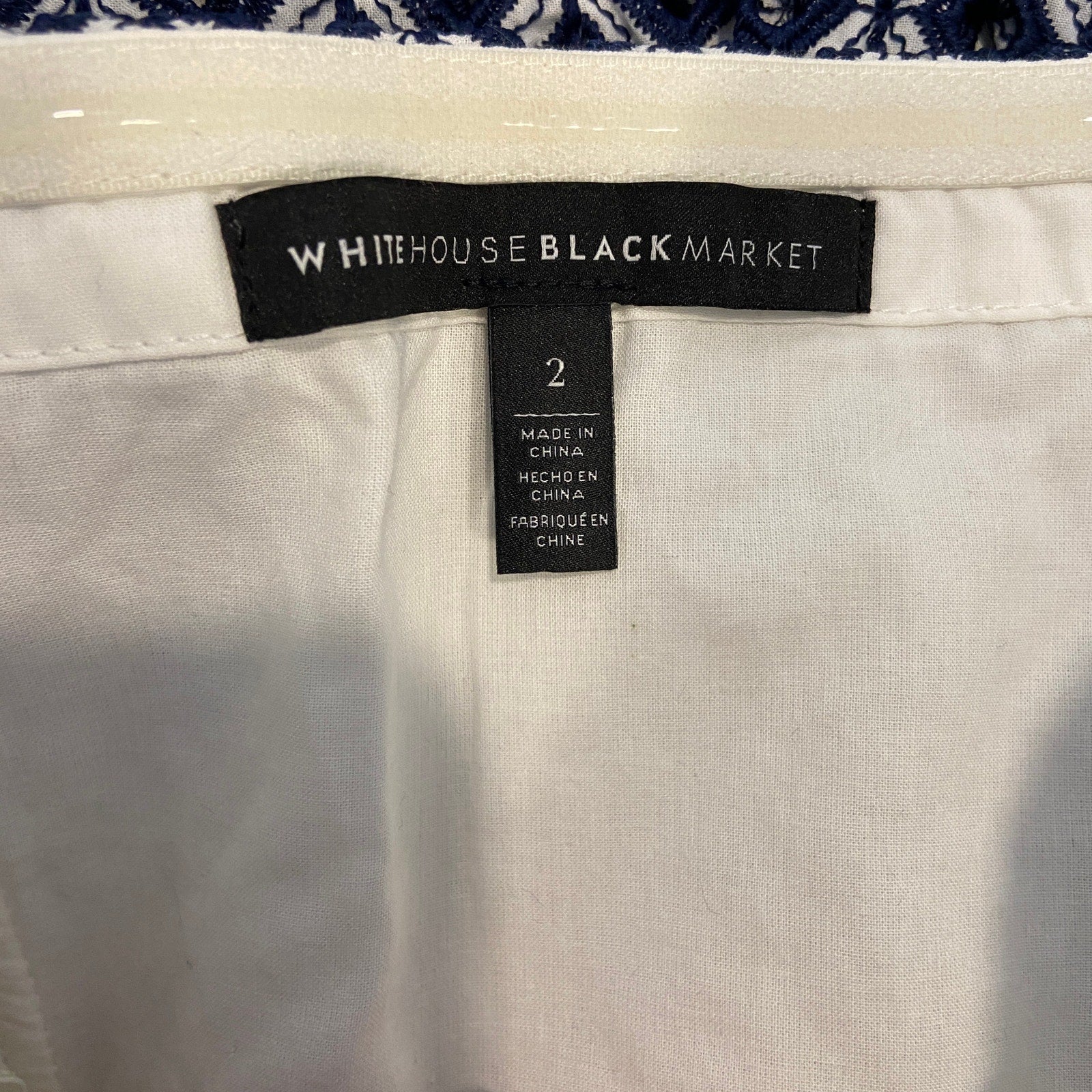 Sleeveless Navy Blue White Patterned Tiered Dress - Women's Size 2