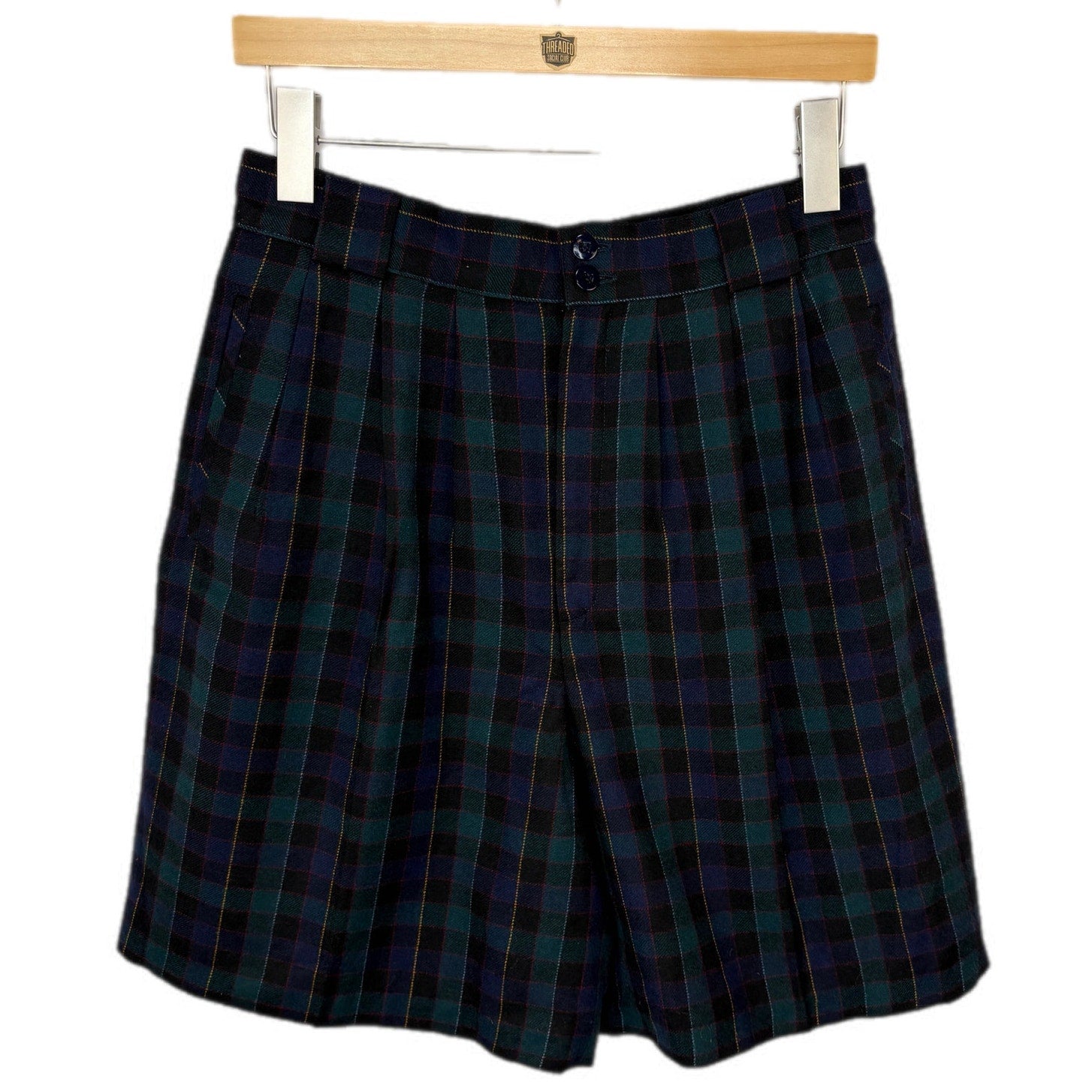 Vintage Wool Plaid Shorts | High Waist Preppy Style | Threaded Social Club