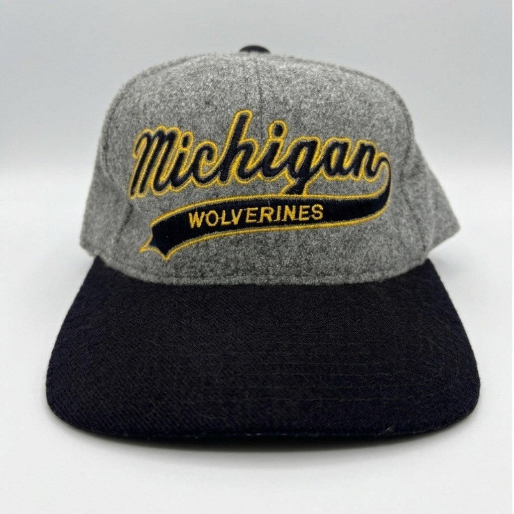 Vintage Starter Gray Wool Michigan Wolverines Snapback Hat