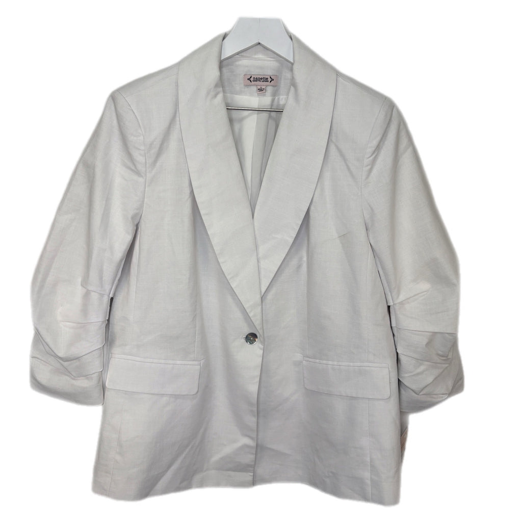 Nanette Lepore Optic White Scrunched Sleeve Jacket NWT - Women's Size L