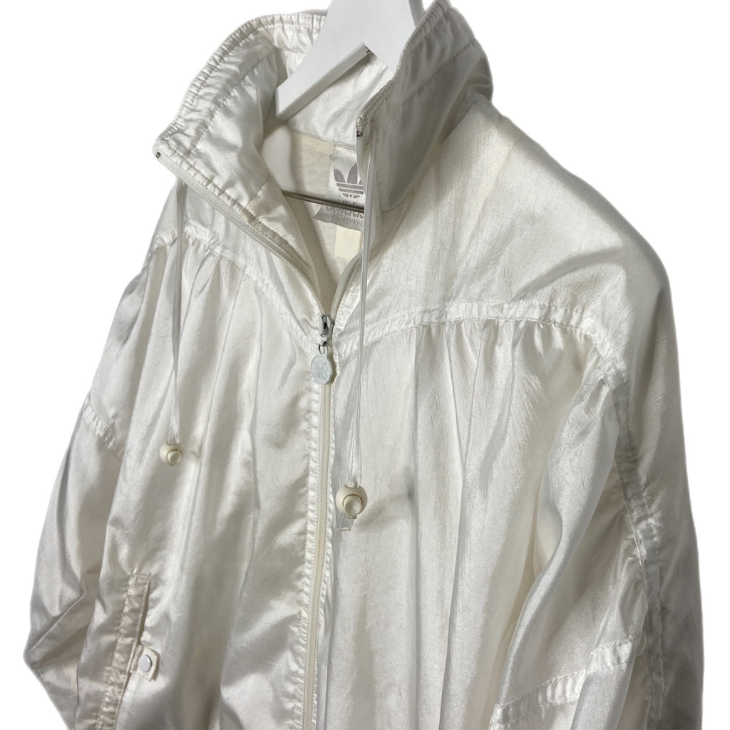 Vintage Adidas All White Oversized Fit Trefoil Logo Windbreaker - Women's Size Large