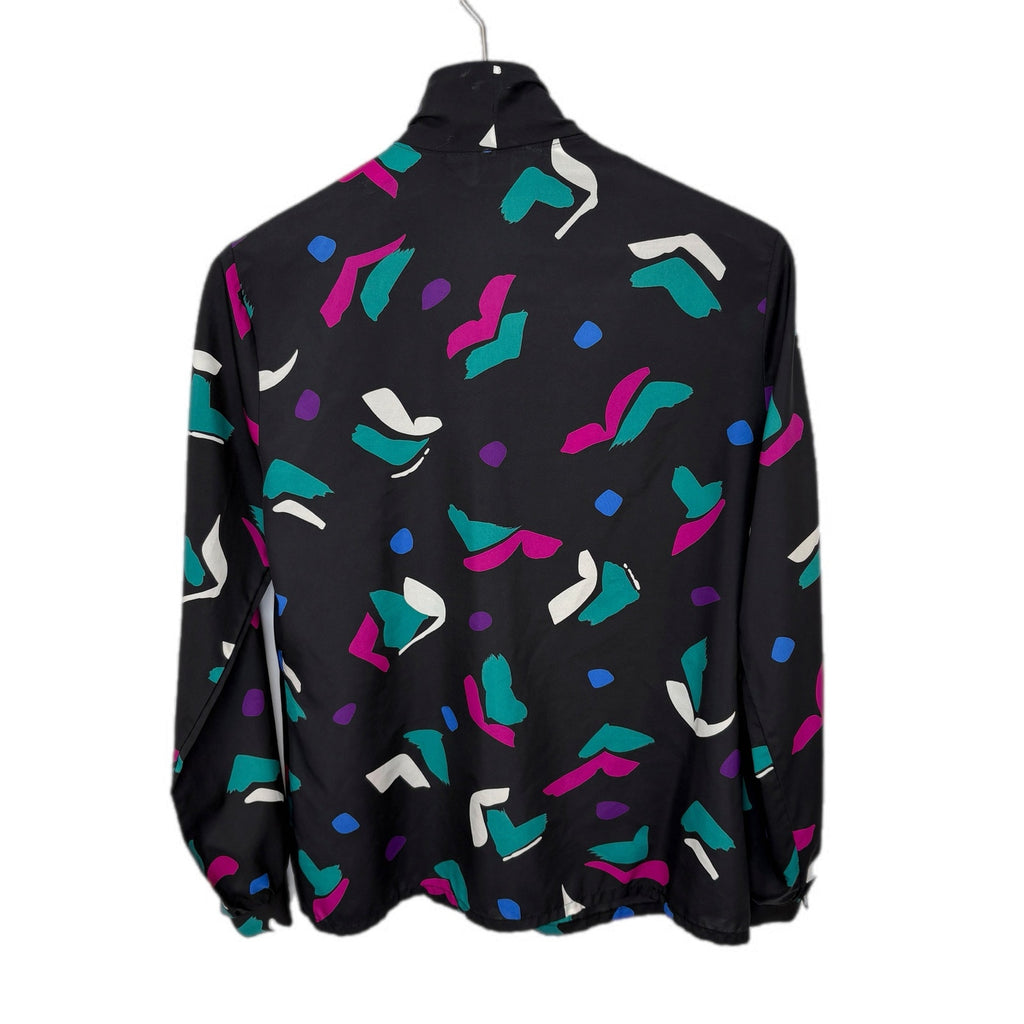 Vintage 80's Tie Neck Long Sleeve Blouse - Women's Size 12