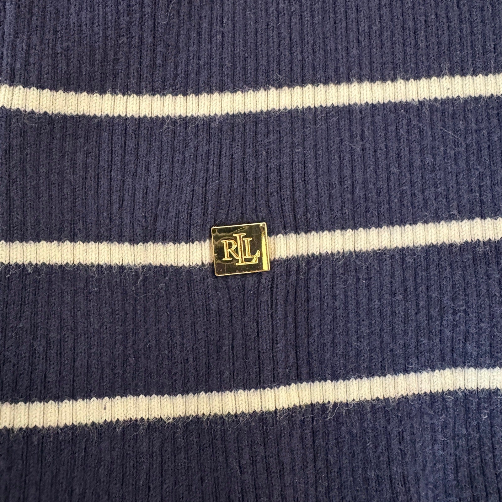 Ralph Lauren Navy Blue White Stipe Turtleneck - Women's Size 2X