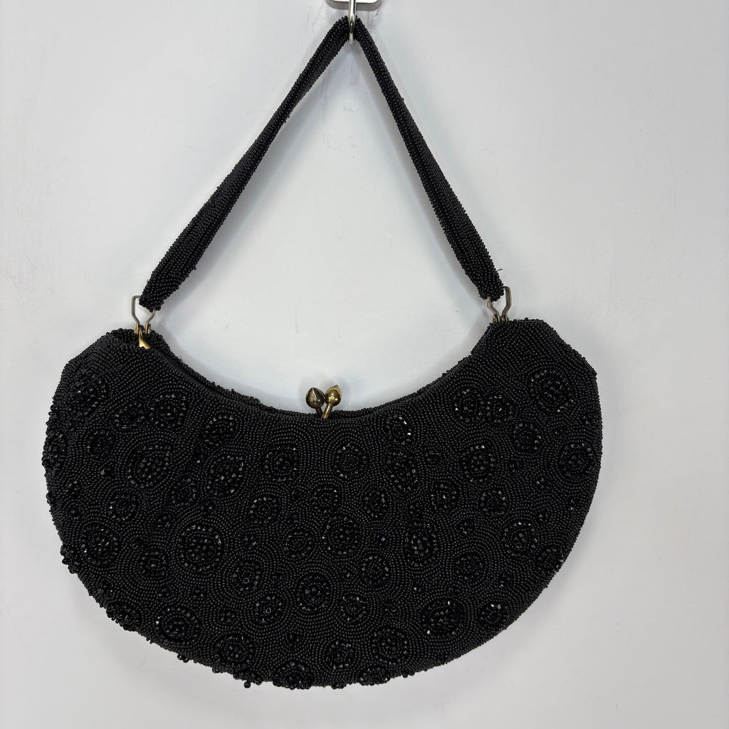 Vintage Hand Beaded in Belgium Black Bag by Josef Small Bag