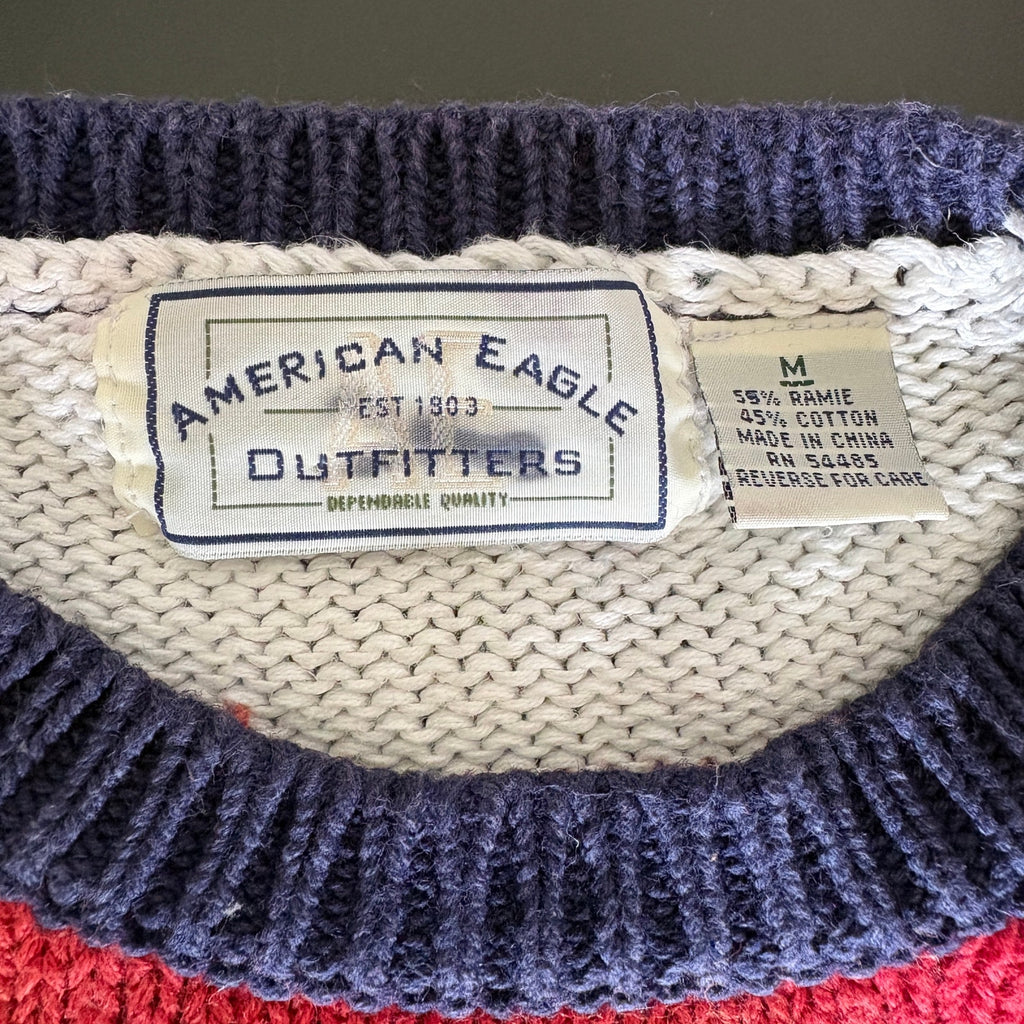 Y2K American Eagle USA Flag Crewneck Sweater - Men's Size M