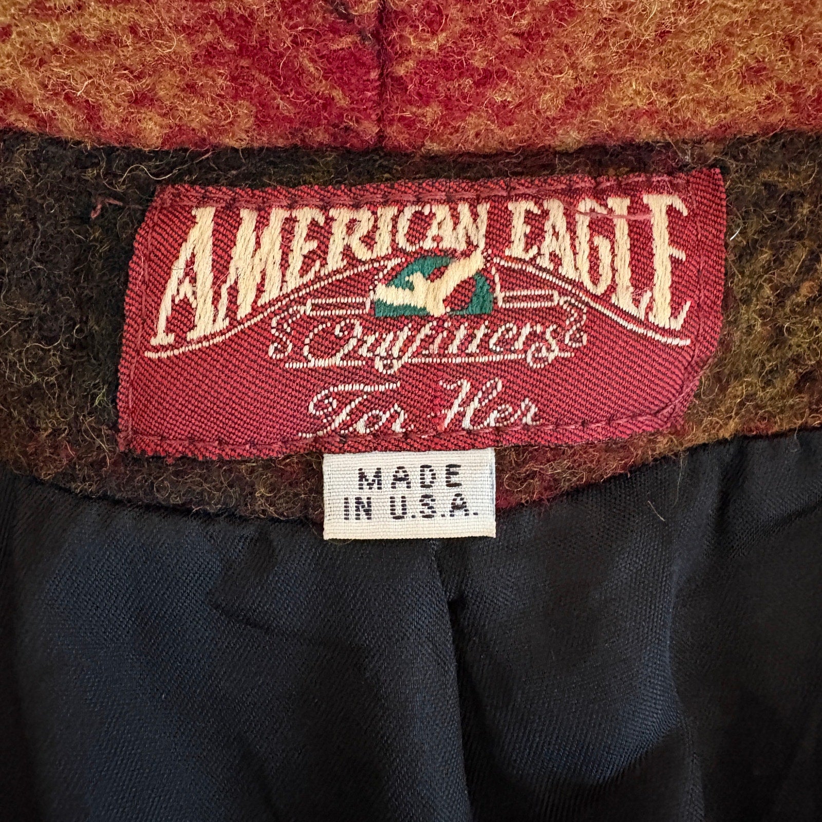 Vintage American Eagle Wool Dark Plaid Heritage Blazer Made in USA - Women's M