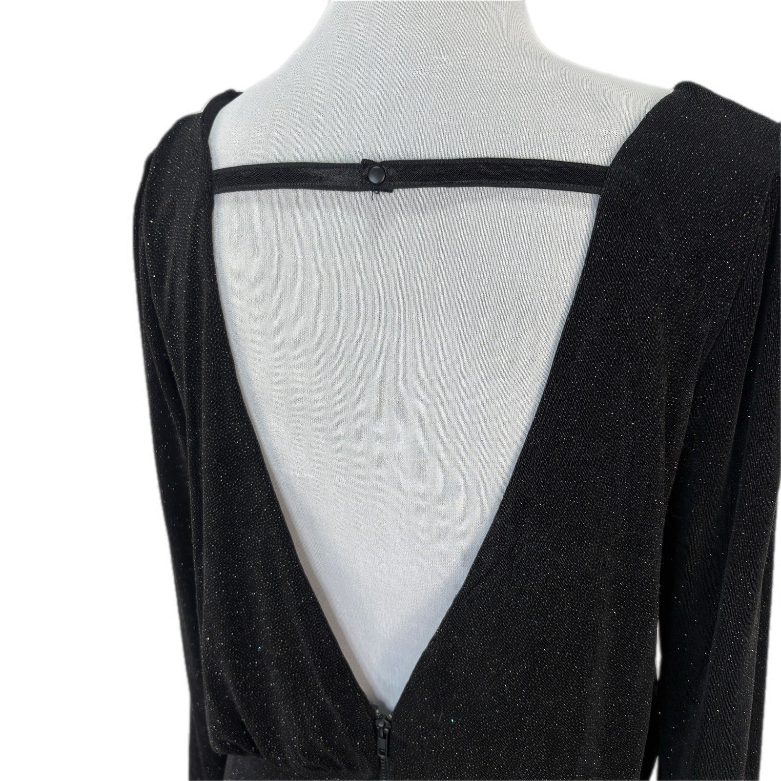 alice + olivia Black Sparkly Open Back Dress - Women's Size L