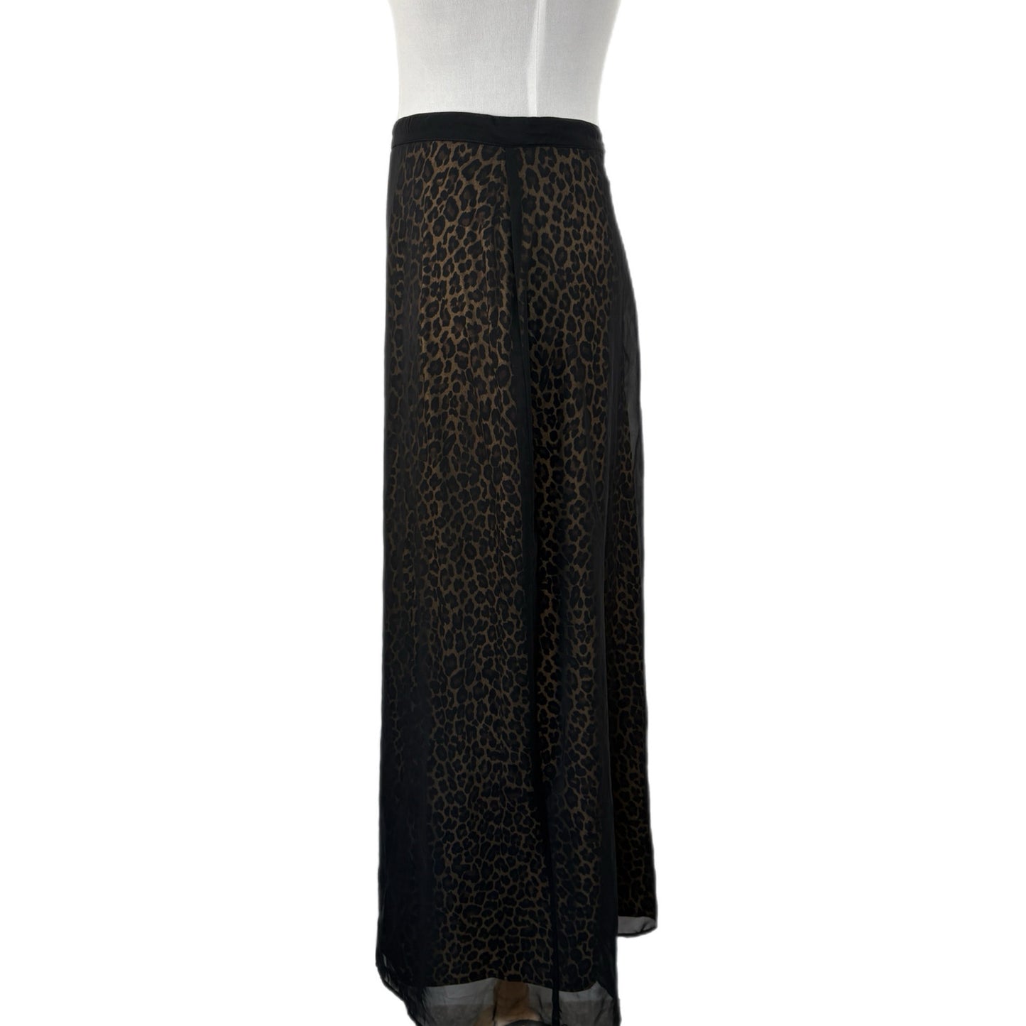 American Vintage Leopard Print Sheer Black Long Skirt - Women's Size 9