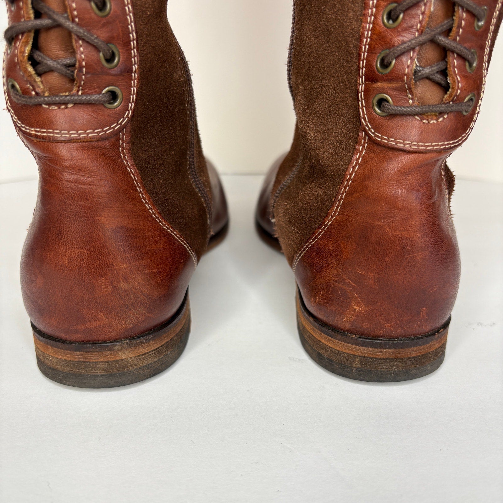 Brown Leather Suede Tall Riding Boots - Women's Size 8