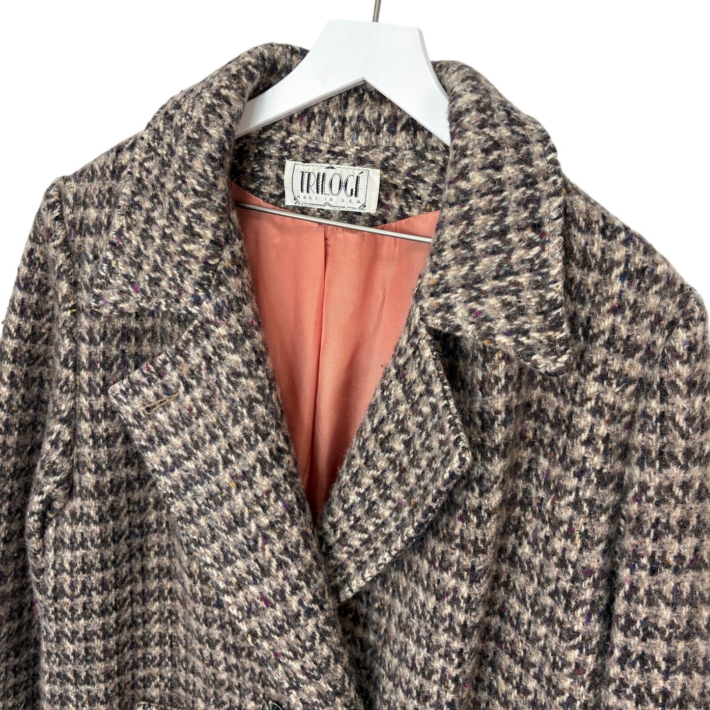 American Vintage Wool Blend Tweed Long Overcoat - Women's Size L