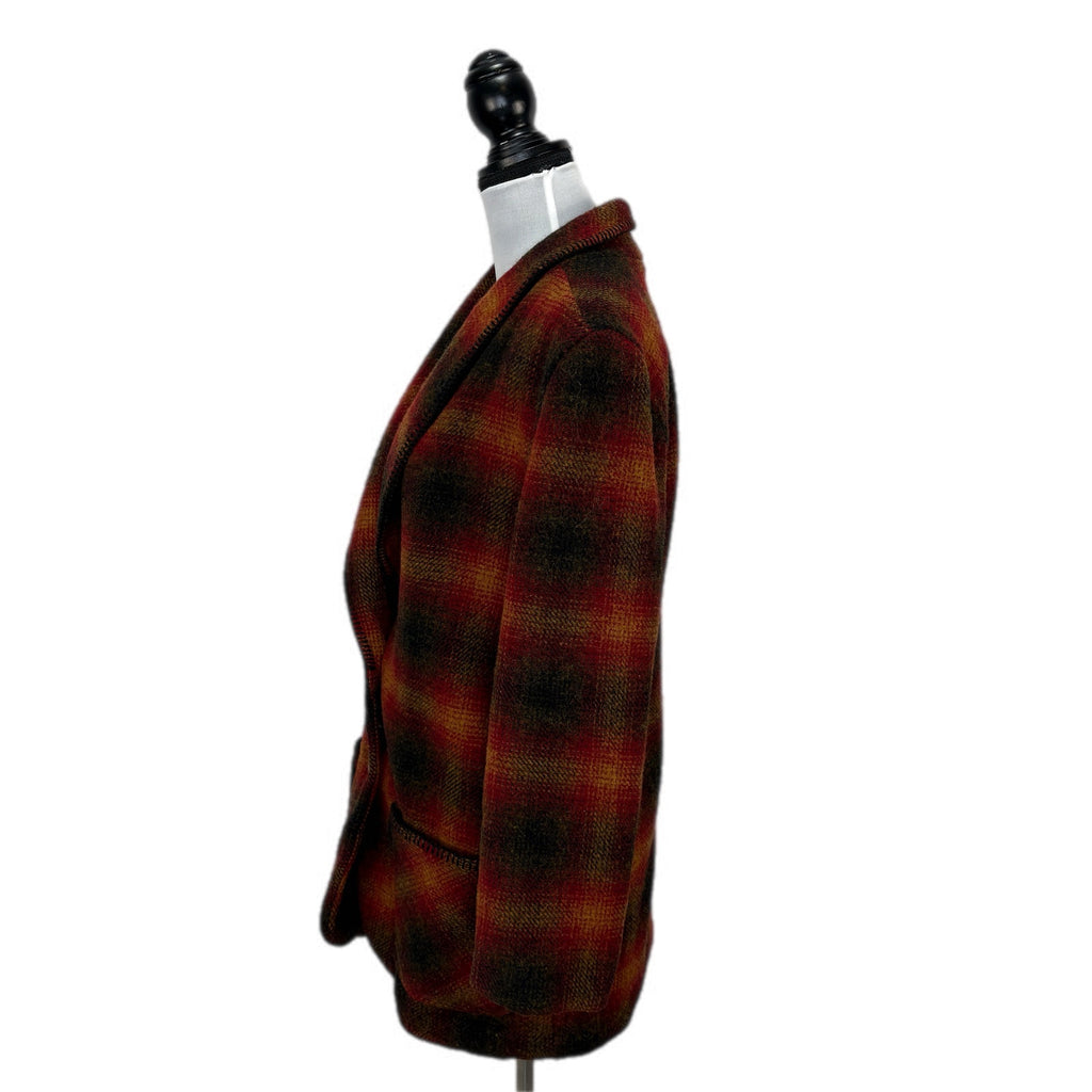 Vintage American Eagle Wool Dark Plaid Heritage Blazer Made in USA - Women's M