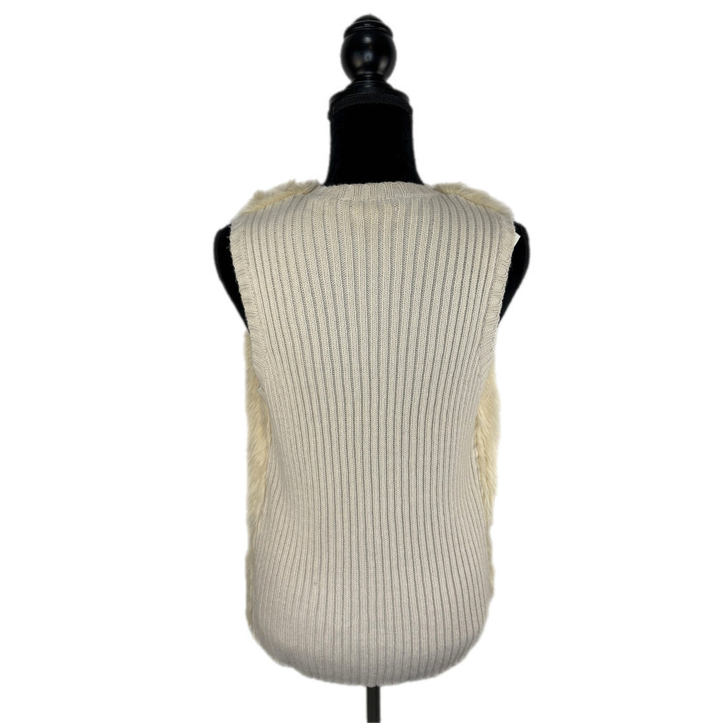 Faux Fur Open Front Sweater Vest - Women's Size XL