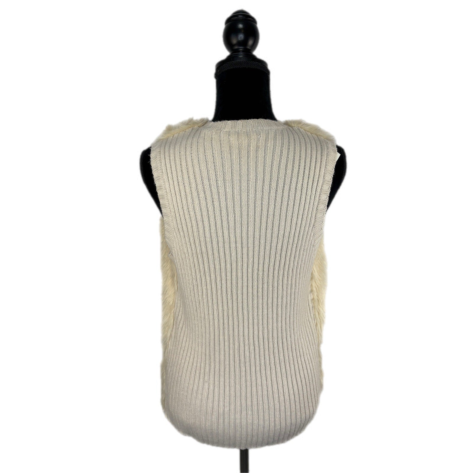 Faux Fur Open Front Sweater Vest - Women's Size XL