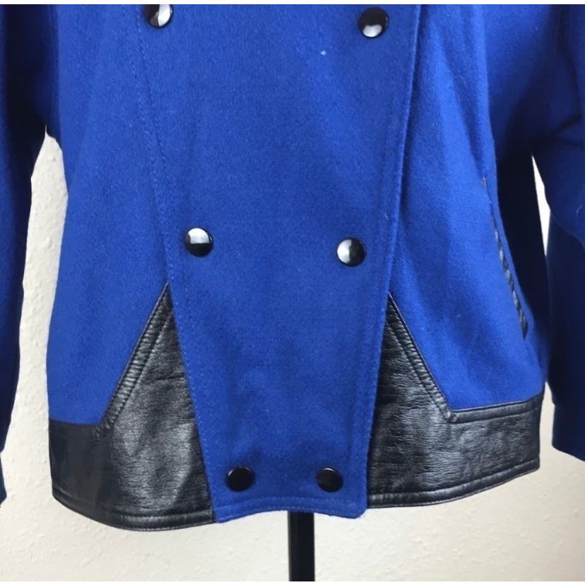 Vintage Blue Wool Blend Moto Jacket - Women's M