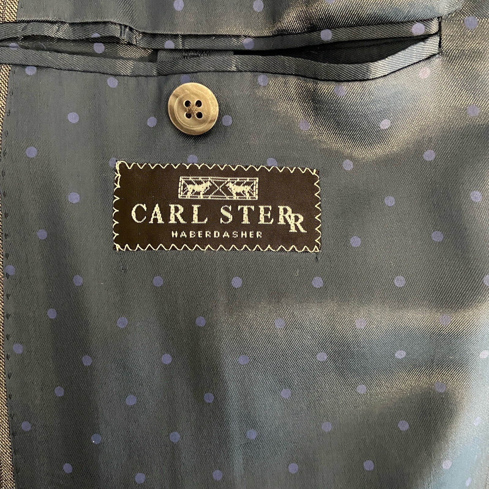 Carl Sterr Wool Gray Pinstripe Notch Lapel Two Button Suit - Men's Size 43XL