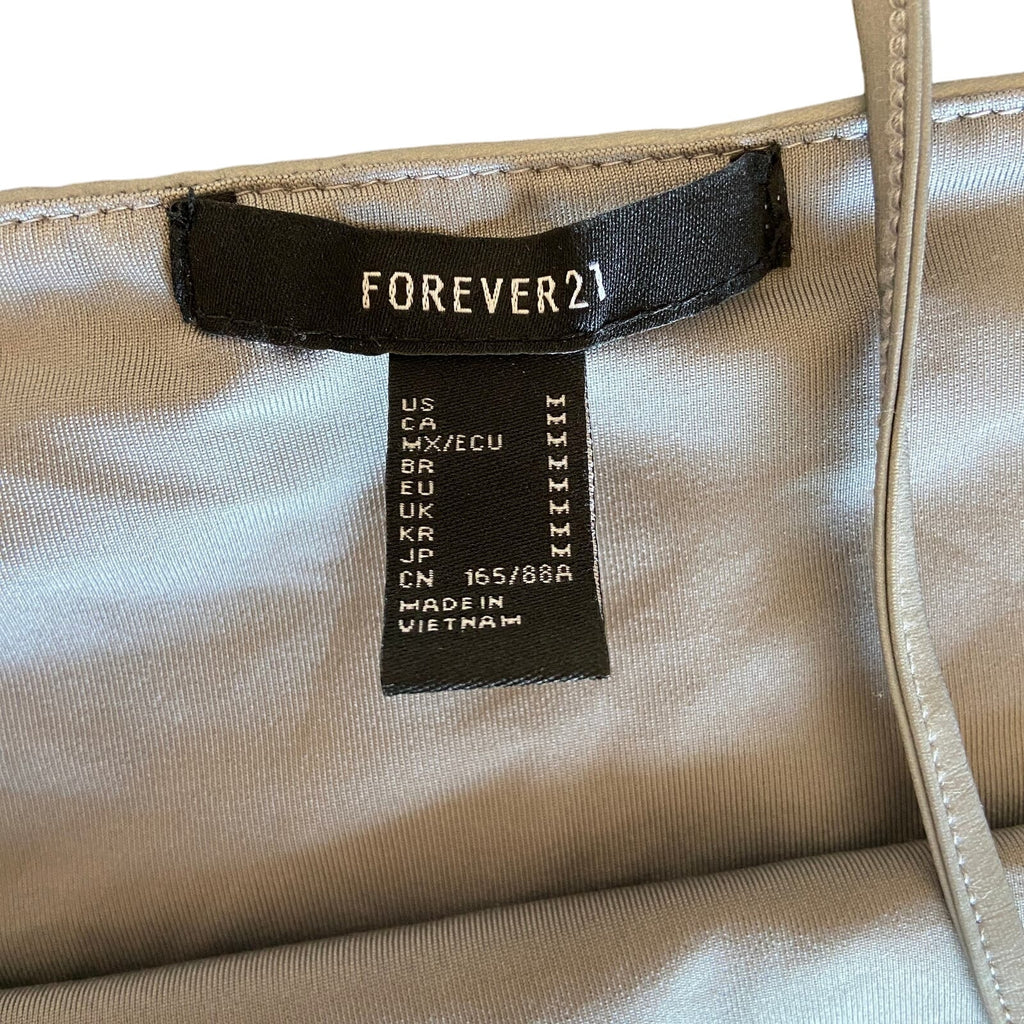 Silver Matte Metallic Crop Tank Top - Women's Size M