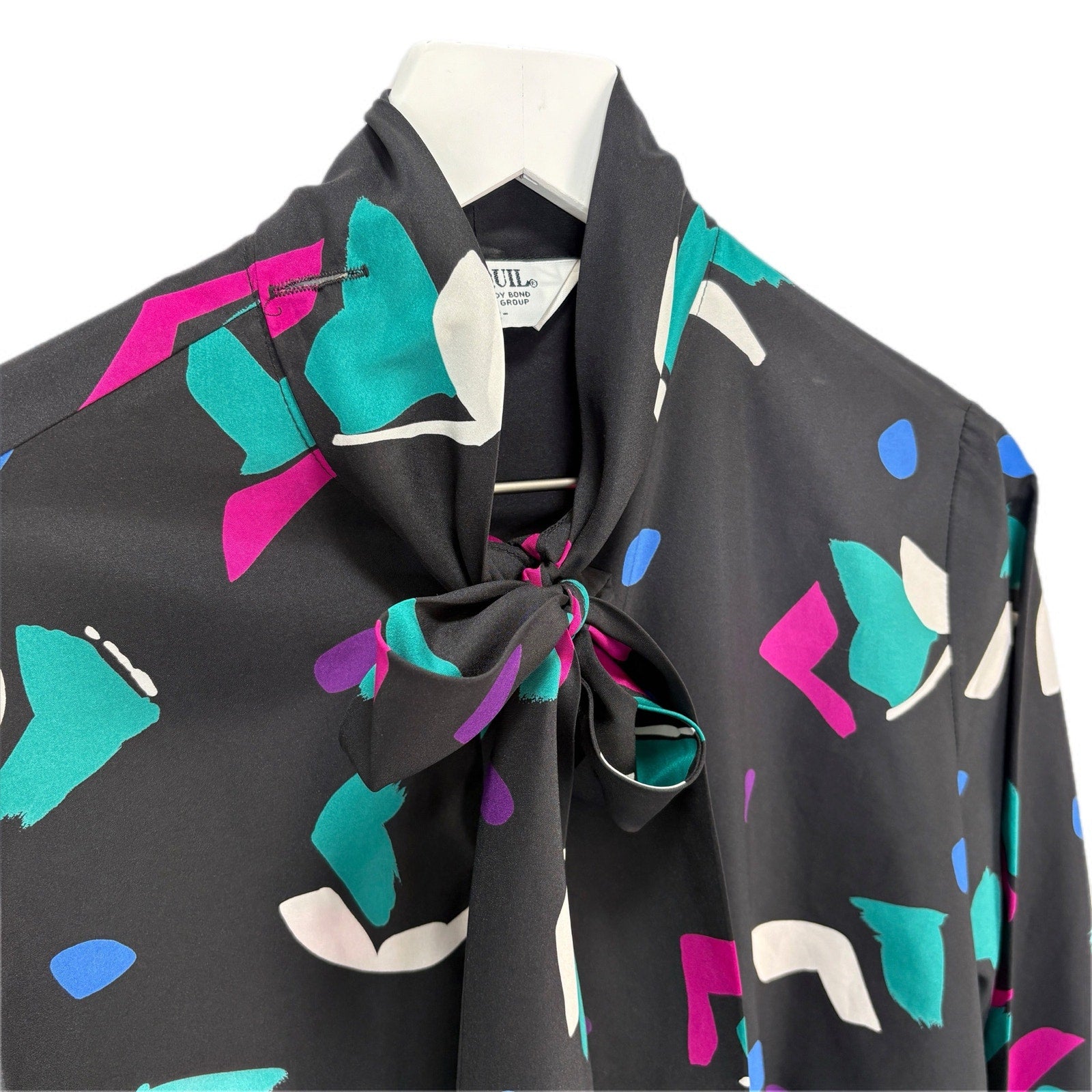 Vintage 80's Tie Neck Long Sleeve Blouse - Women's Size 12