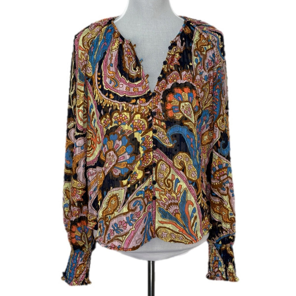 Sanctuary Oversized Boho Sheer Long Sleeve Top - Women's Size XS