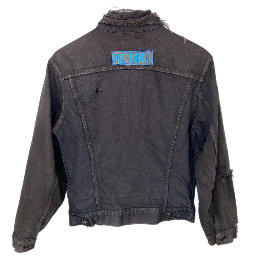 Levi's Distressed Dark Denim Pretenders Patch Jean Jacket - Women's Size Large