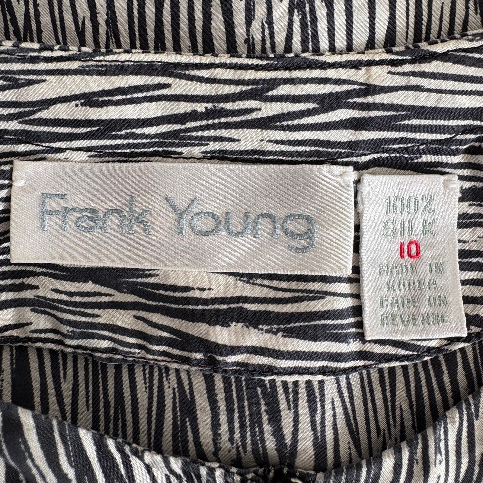 Vintage Line Pattern Silk Button Down Shirt - Women's Size 10