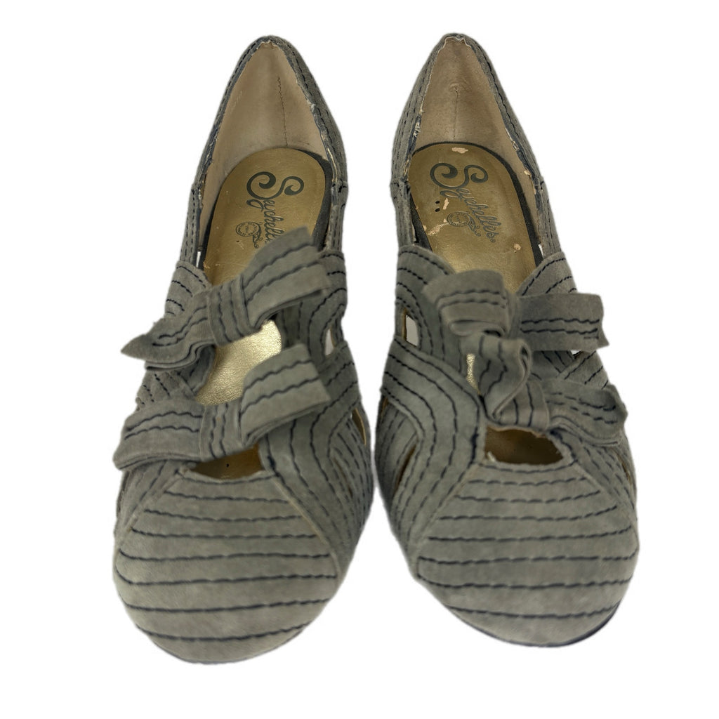 Seychelles Gray 1920's Pin-Up Style Leather Suede Pumps - Women's Size 8.5