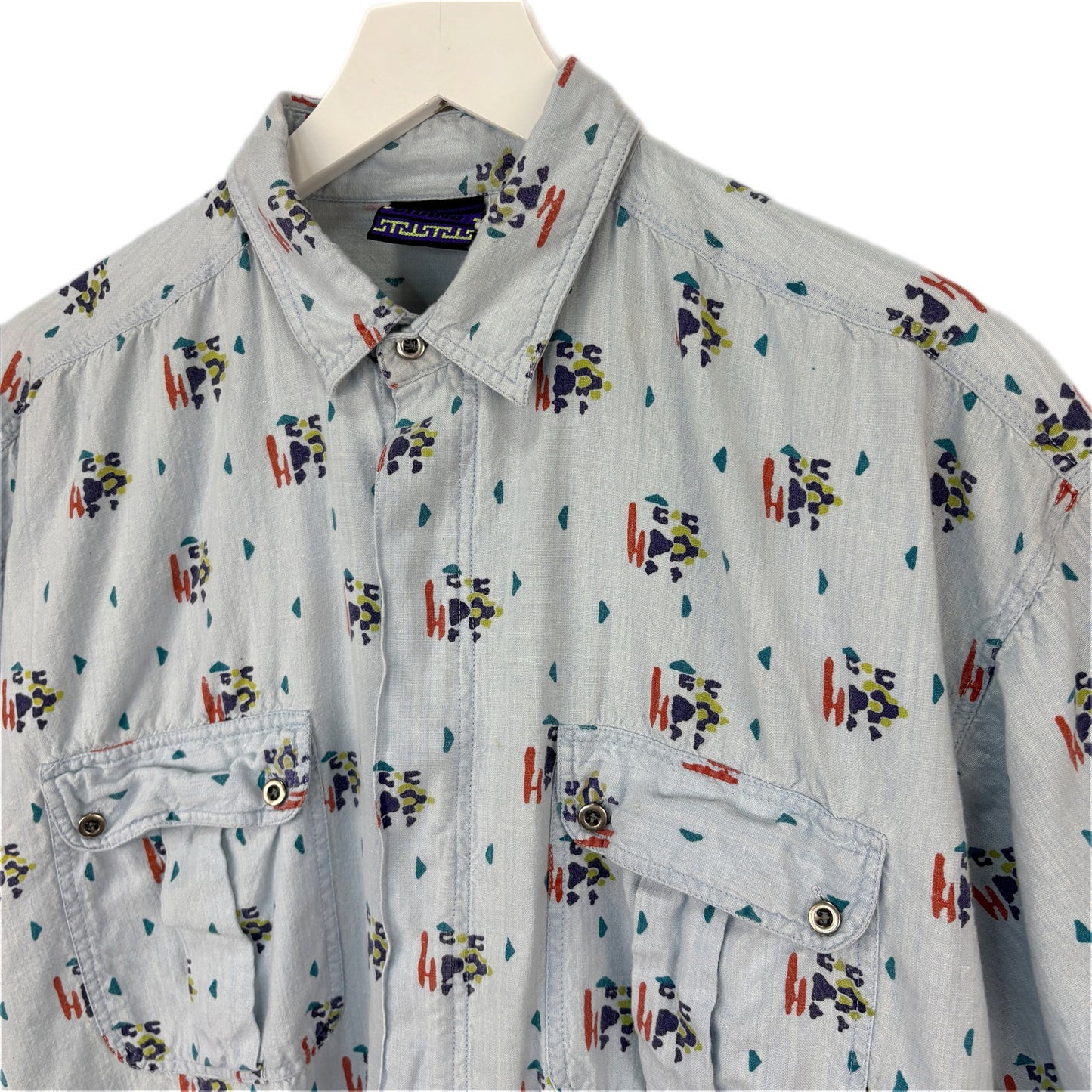 Vintage Gitano Patterned Button Up Short Sleeve Shirt - Men's Size M