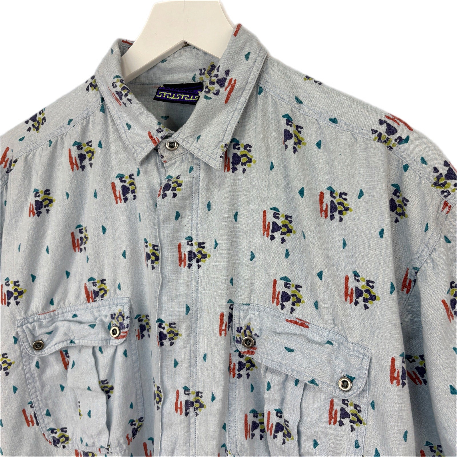 Vintage Gitano Patterned Button Up Short Sleeve Shirt - Men's Size M
