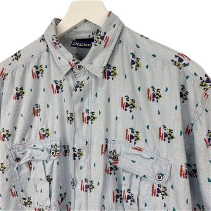 Vintage Gitano Patterned Button Up Short Sleeve Shirt - Men's Size M