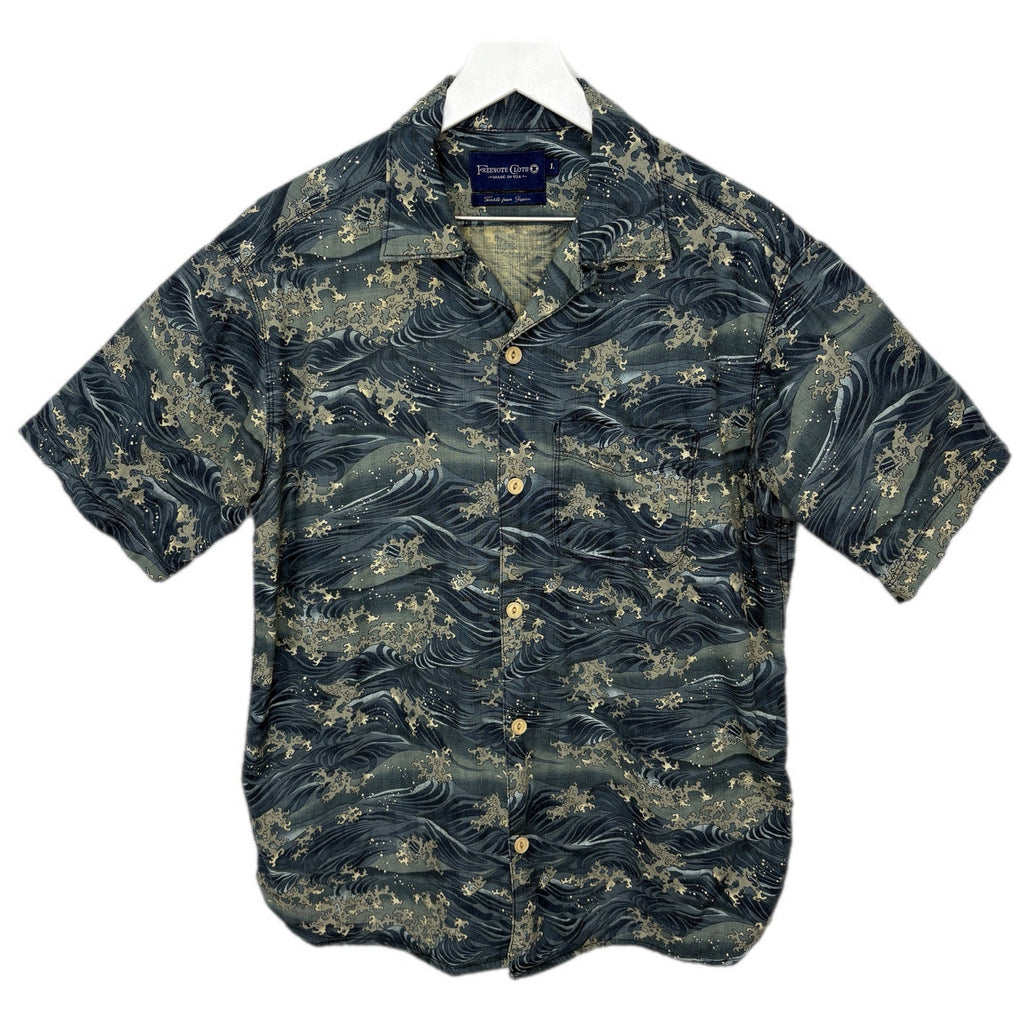 Freenote Cloth Japanese Ripstop Waves Seascape Hawaiian Shirt - Men's Size L