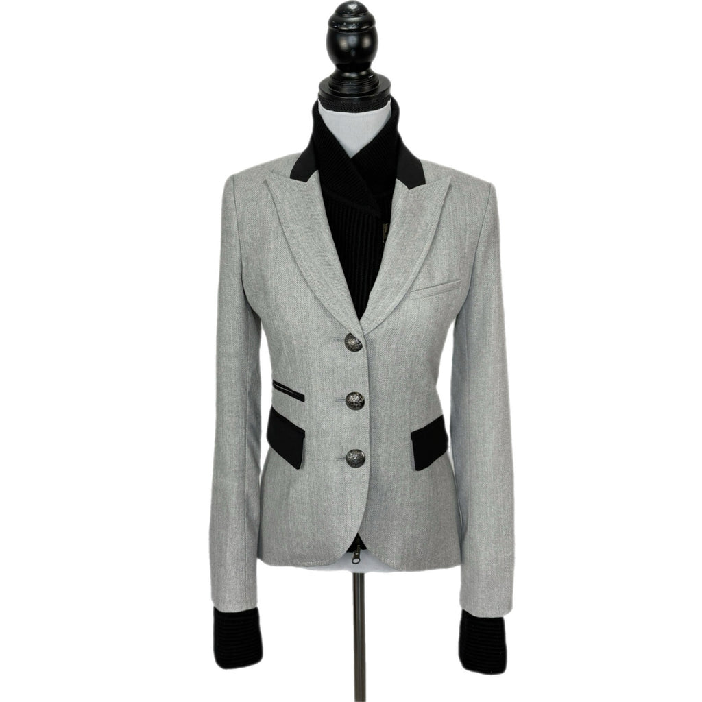 Veronica Beard Hudson Herringbone Jacket Black Wool Sweater Dickey - Women's 2