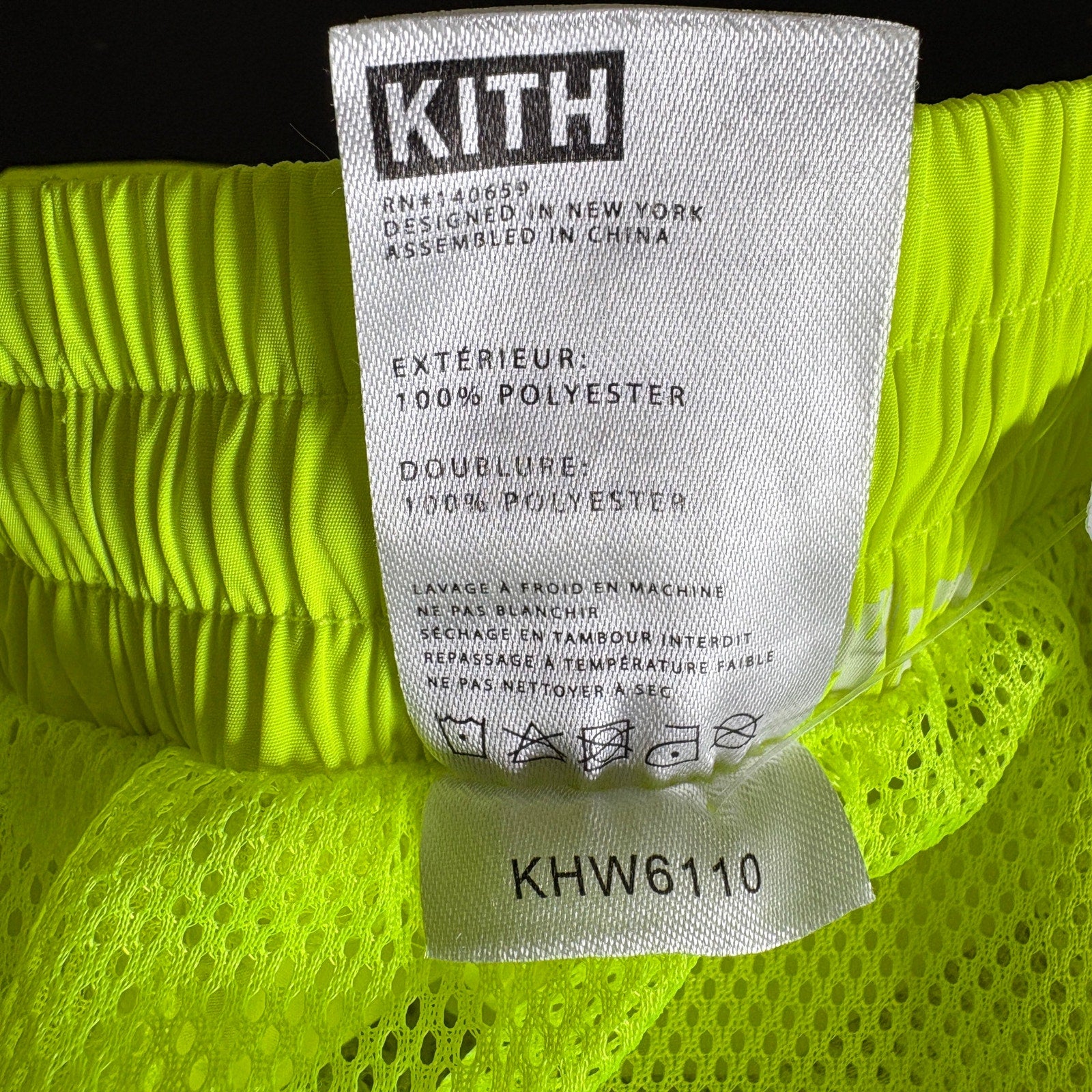 Kith Neon Green Mesh Lined Shorts - Men's Size Small