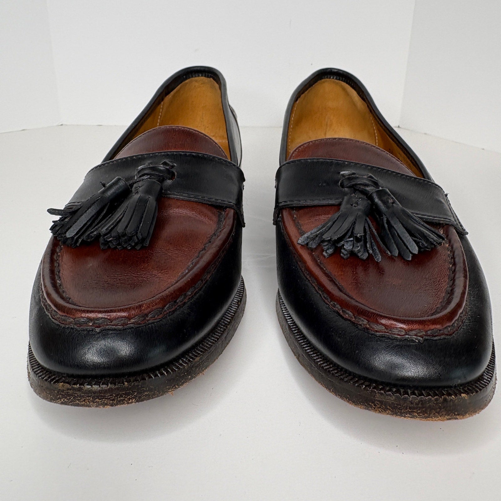 Vintage Cole Haan Leather Tassel Two Tone Loafers - Women's Size 9 Narrow