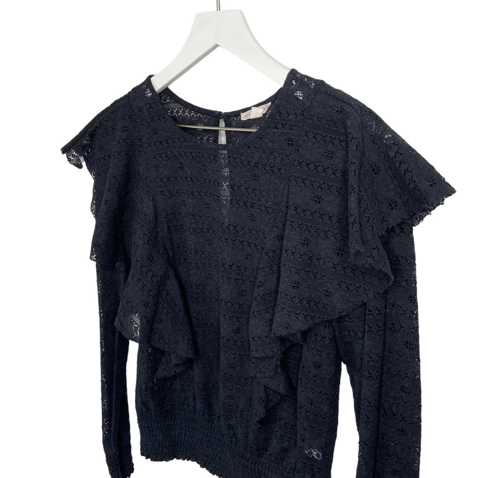 Melrose and Market Sheer Lace Long Sleeve Top - Women's Size S