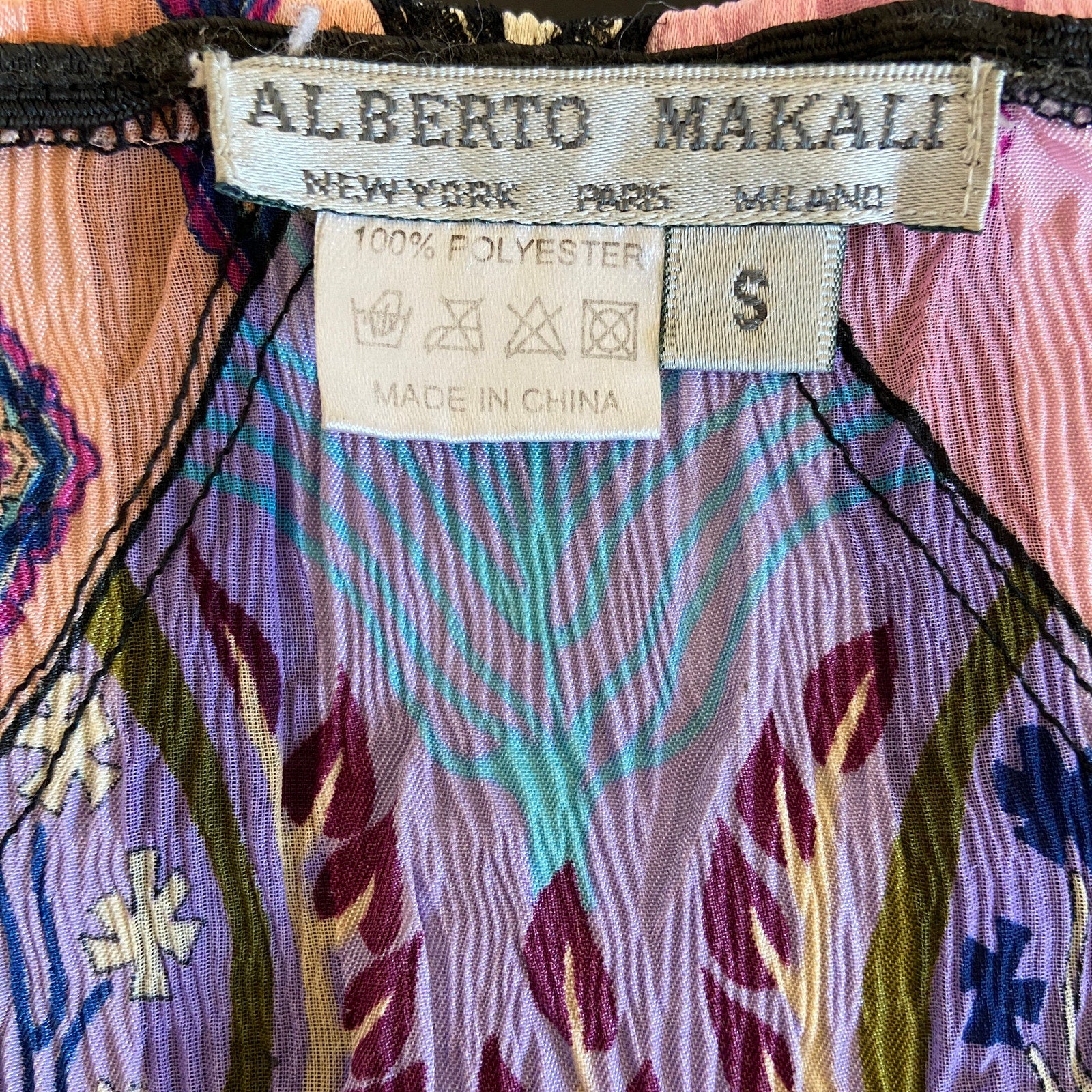 Alberto Makali Mixed Pattern Textured Sheer Top - Women's Size S