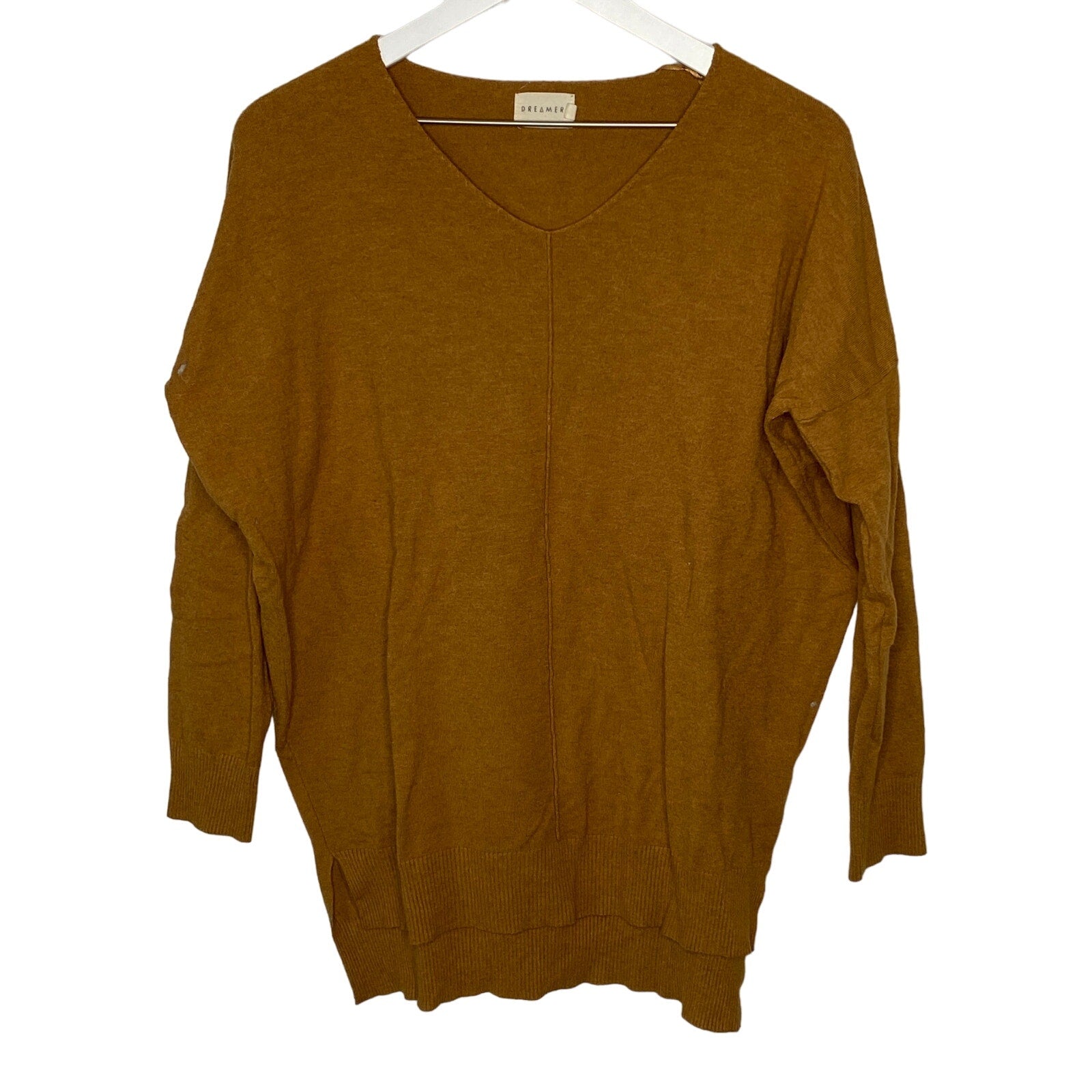 Dreamers Mustard V Neck Sweater - Women's Size M/L