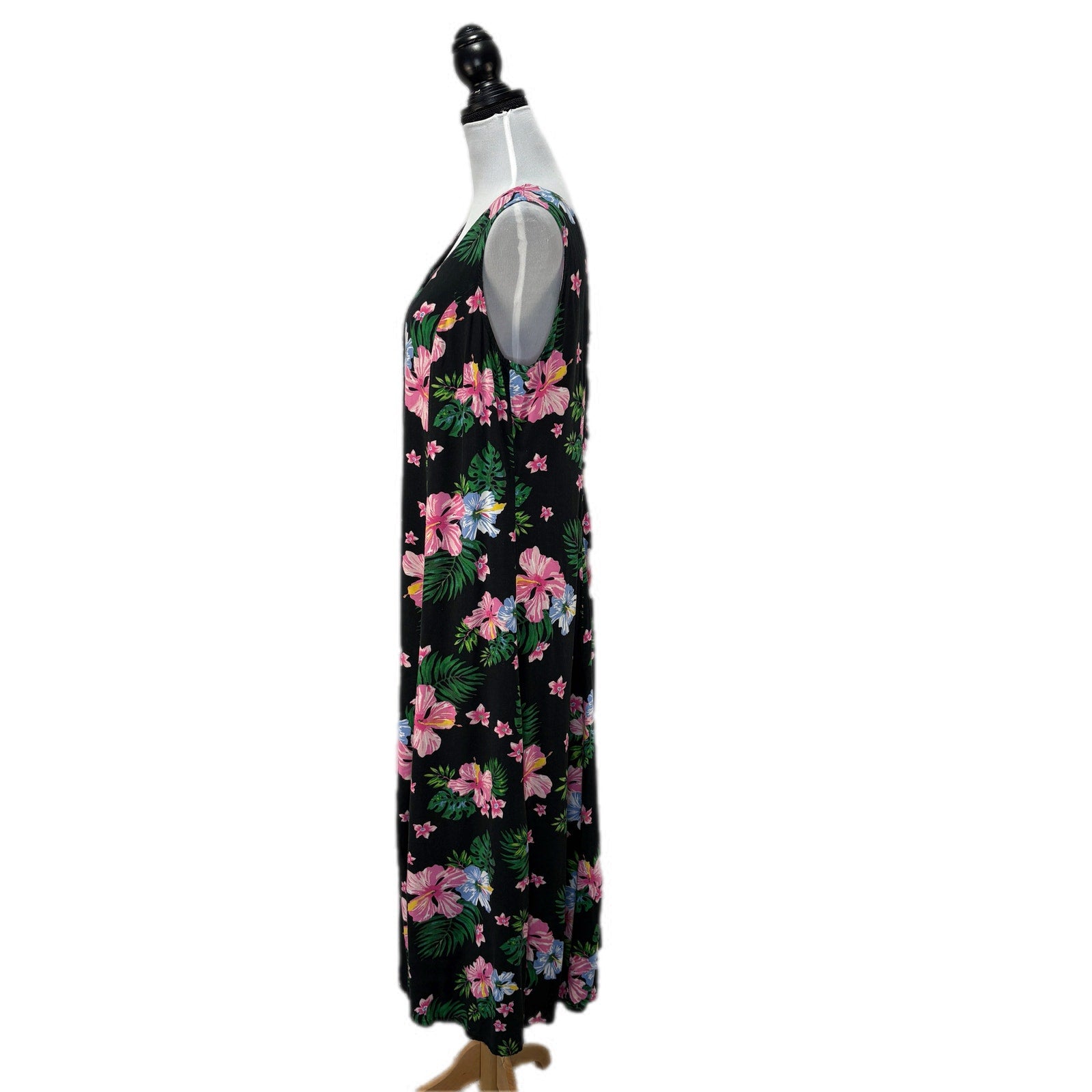 Y2K Button Front Floral Long Sleeveless Dress - Women's Size L