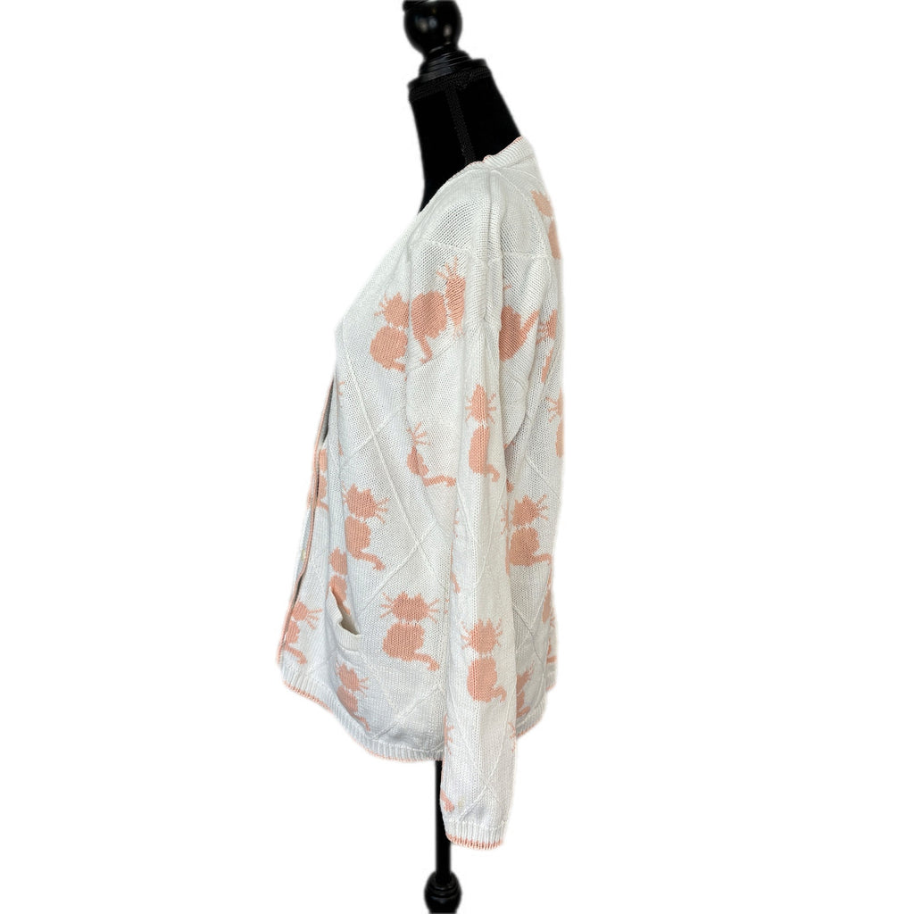 Pink Cat Cardigan - Women's Size L