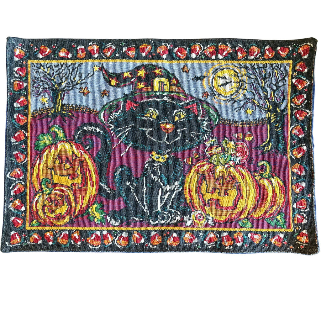 Halloween Black Cat Pumpkin Tapestry Placemats - Set of 4