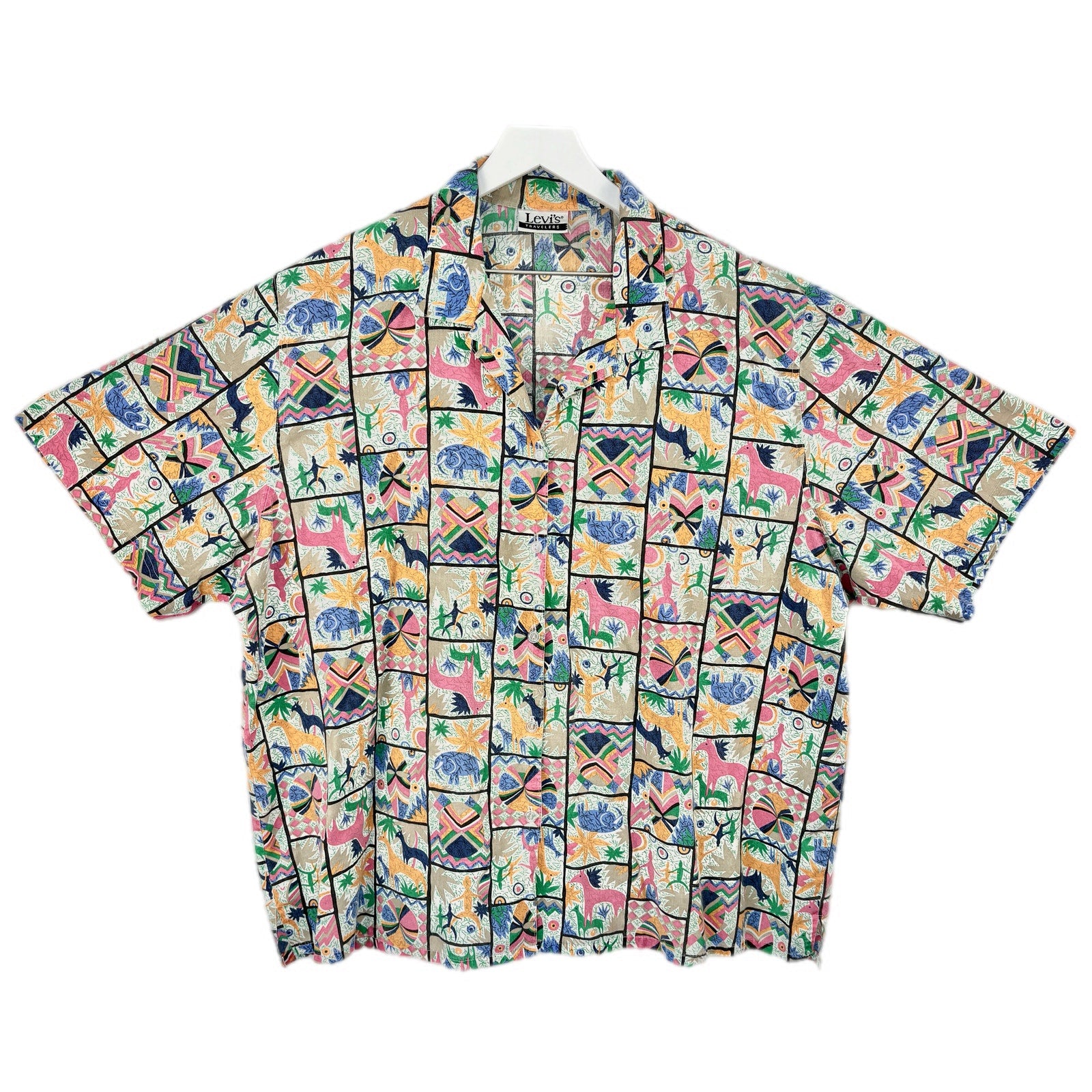 Vintage Levi's Abstract Animal Print Short Sleeve Shirt - Women's XXL