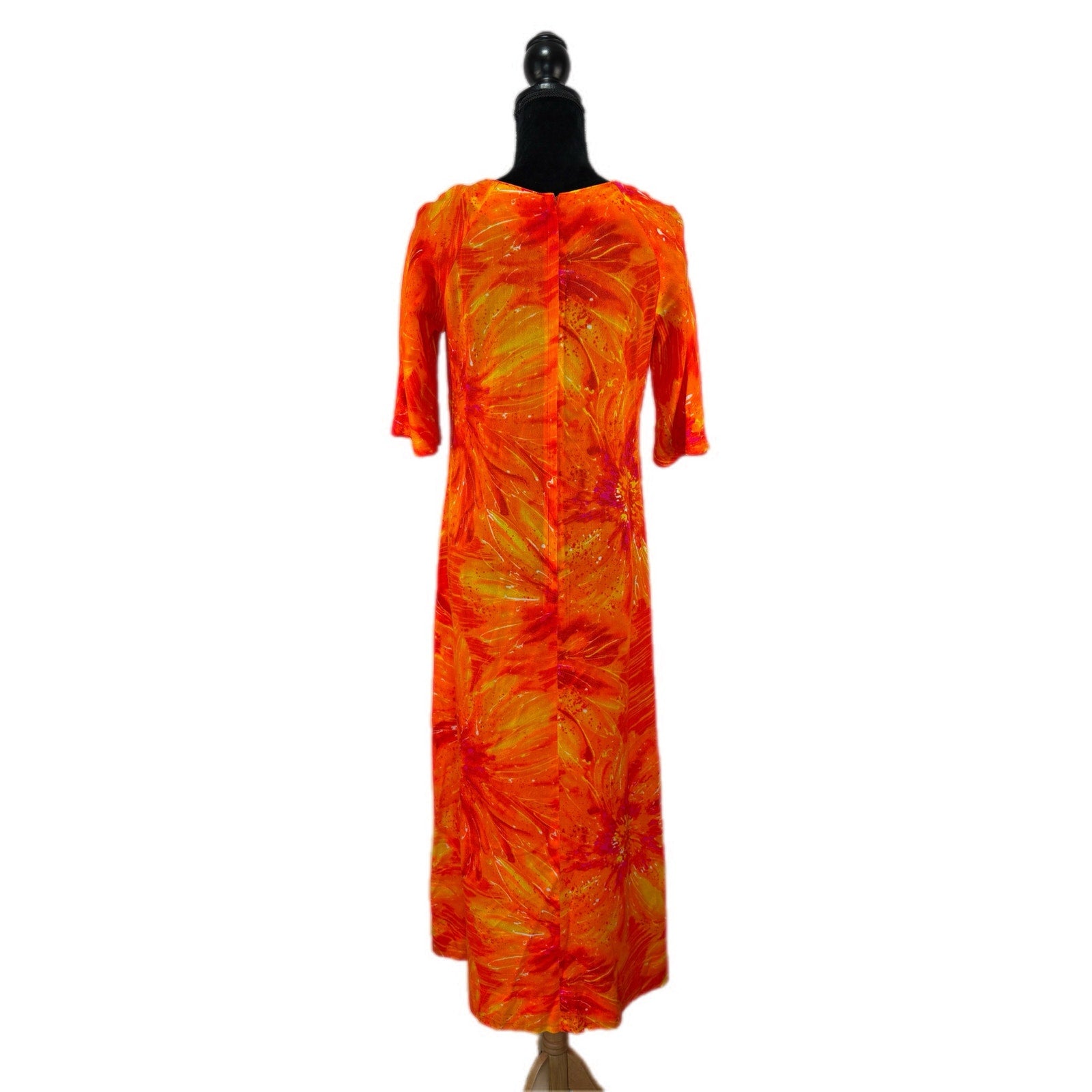 Vintage Royal Hawaiian Bright Orange and Pink Floral Dress - Women's Size 10