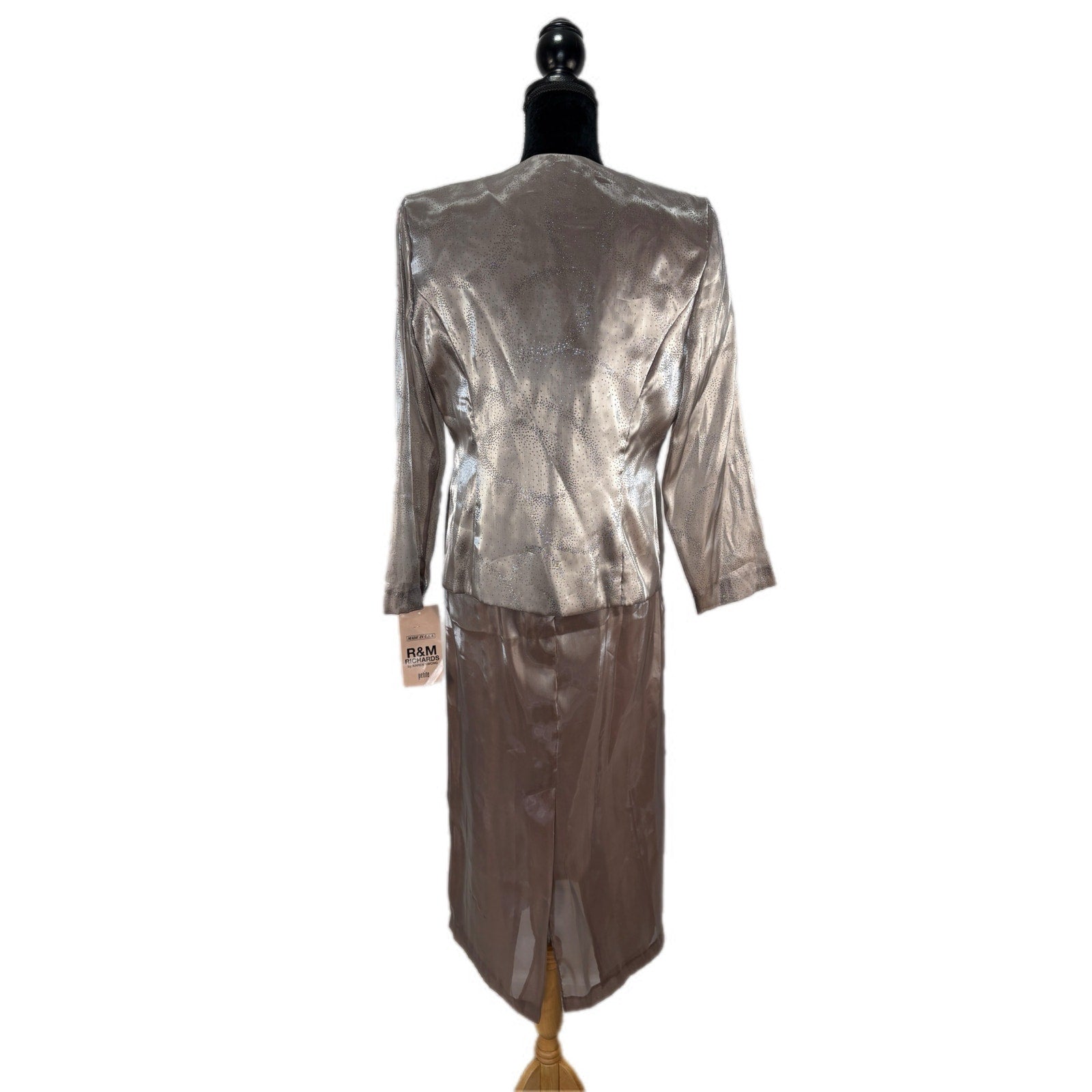 R&M Richards Bronze Iridescent Long Formal Mother of the Bride Dress - Size 12P