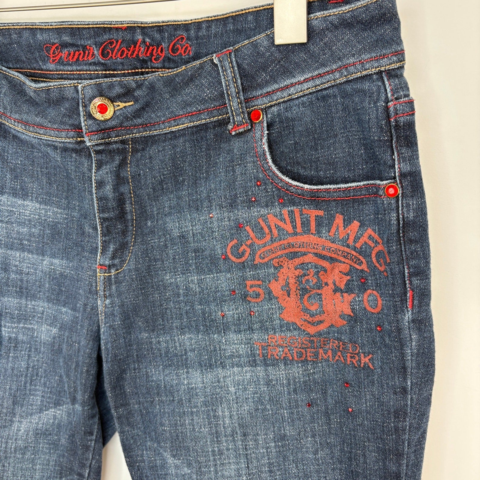 G-Unit Red Jewel Bling Denim Board Shorts - Women's Size 13