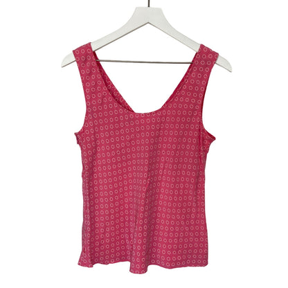 Y2K Pink Silk Circle Pattern Sleeveless Tank Top - Women's Size XL