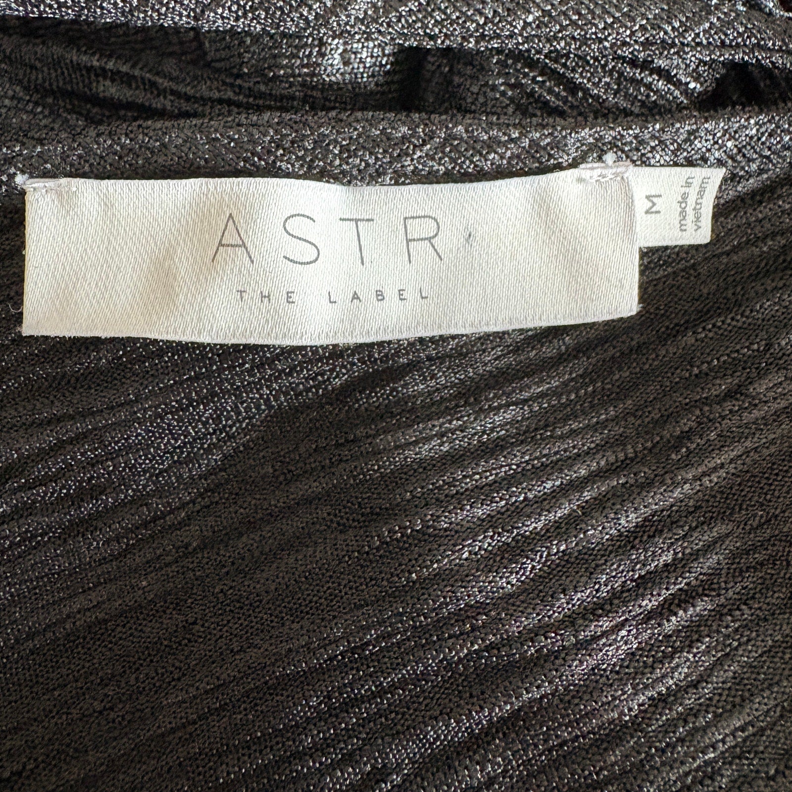 ASTR the Label Metallic Black V Neck Dress - Women's Size M
